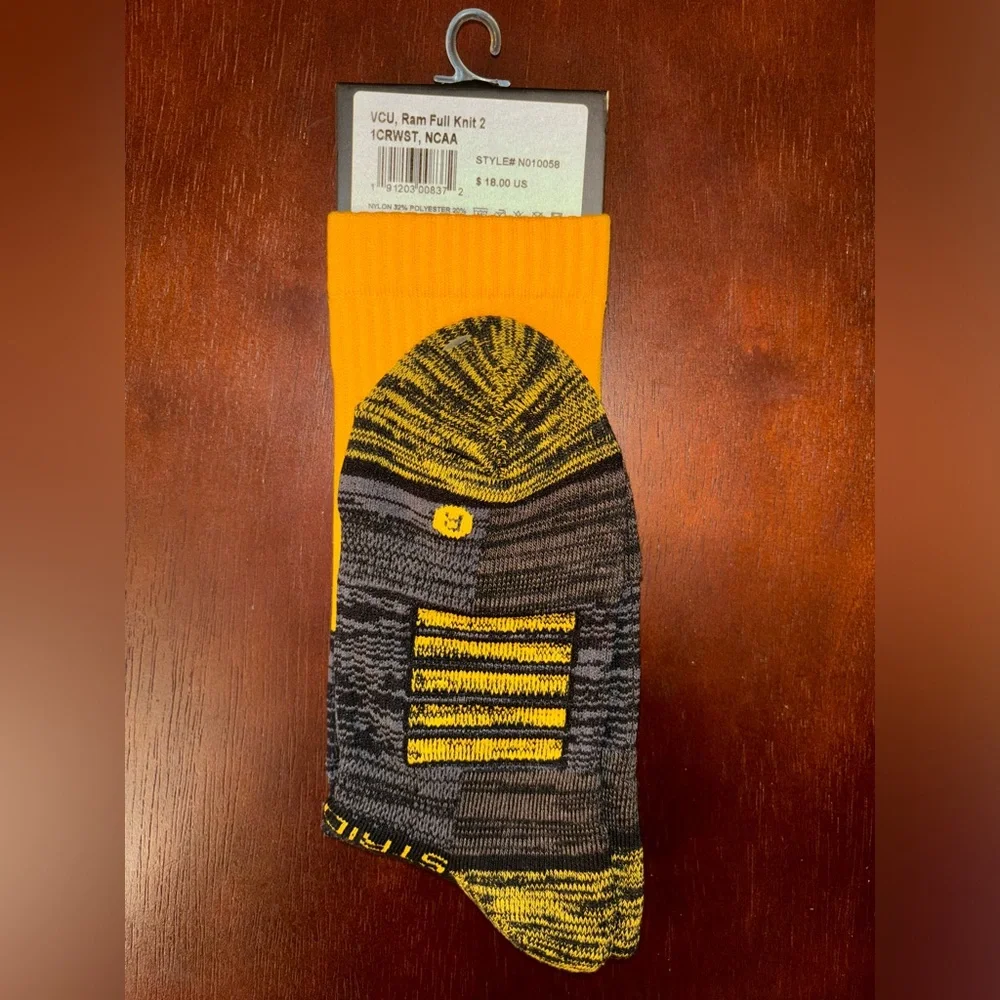VIRGINIA COMMONWEALTH UNIVERSITY STRIDELINE CREW SOCKS NWT MEN’S SHOE SIZE 8-12